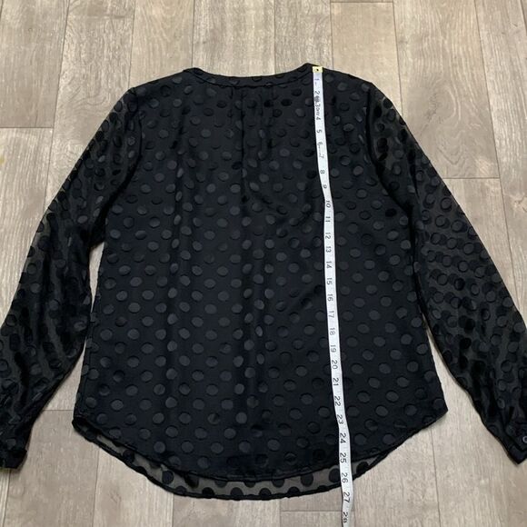 Womens Talbots Black Polka Dot Sheer See‎ Through Lined V-Neck Blouse Shirt - Picture 4 of 8